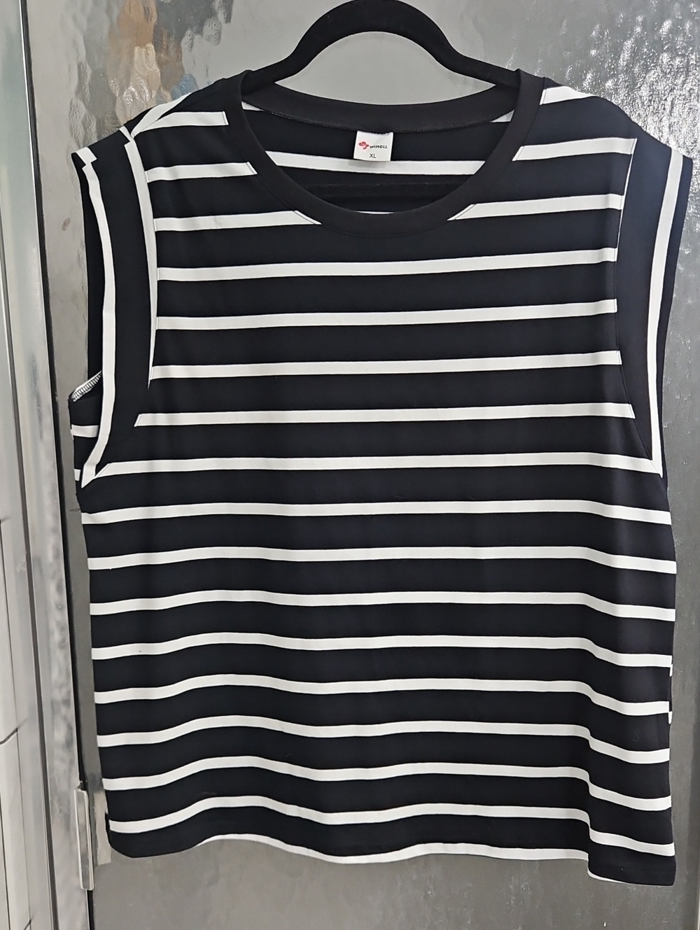 Black and White Striped Sleeveless Tank Top